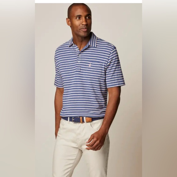 🌸. #1806-29.  Polo by Ralph Lauren Blue and White Striped Polo Shirt - Picture 1 of 3